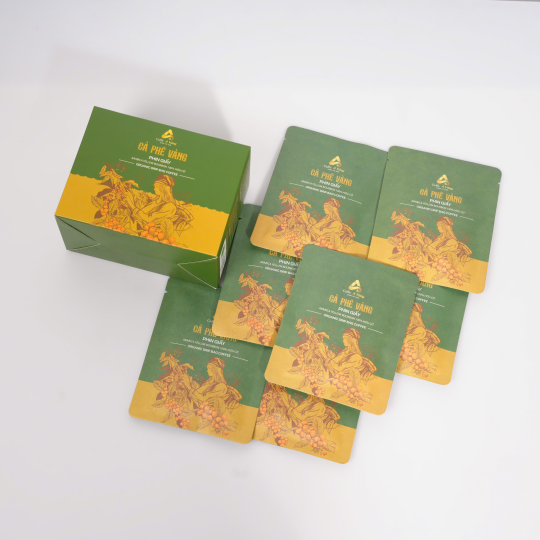 Hộp cà phê Vàng đặc sản phin giấy 4.0 cao cấp nhật bản loại 7 gói